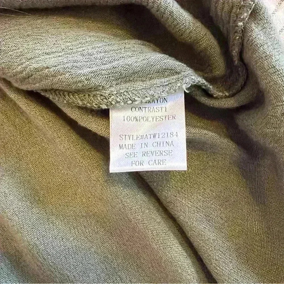 And The Why Army Green Blouse Sheer Floral Design - Picture 5 of 6